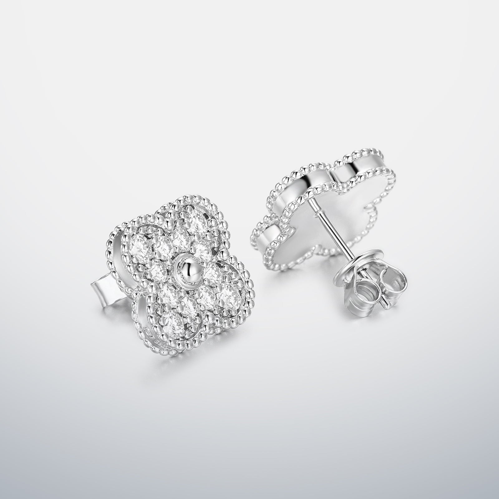 S925 Moissanite Clover Earrings