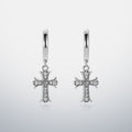 S925 Moissanite Gothic Cross Hoop Earrings