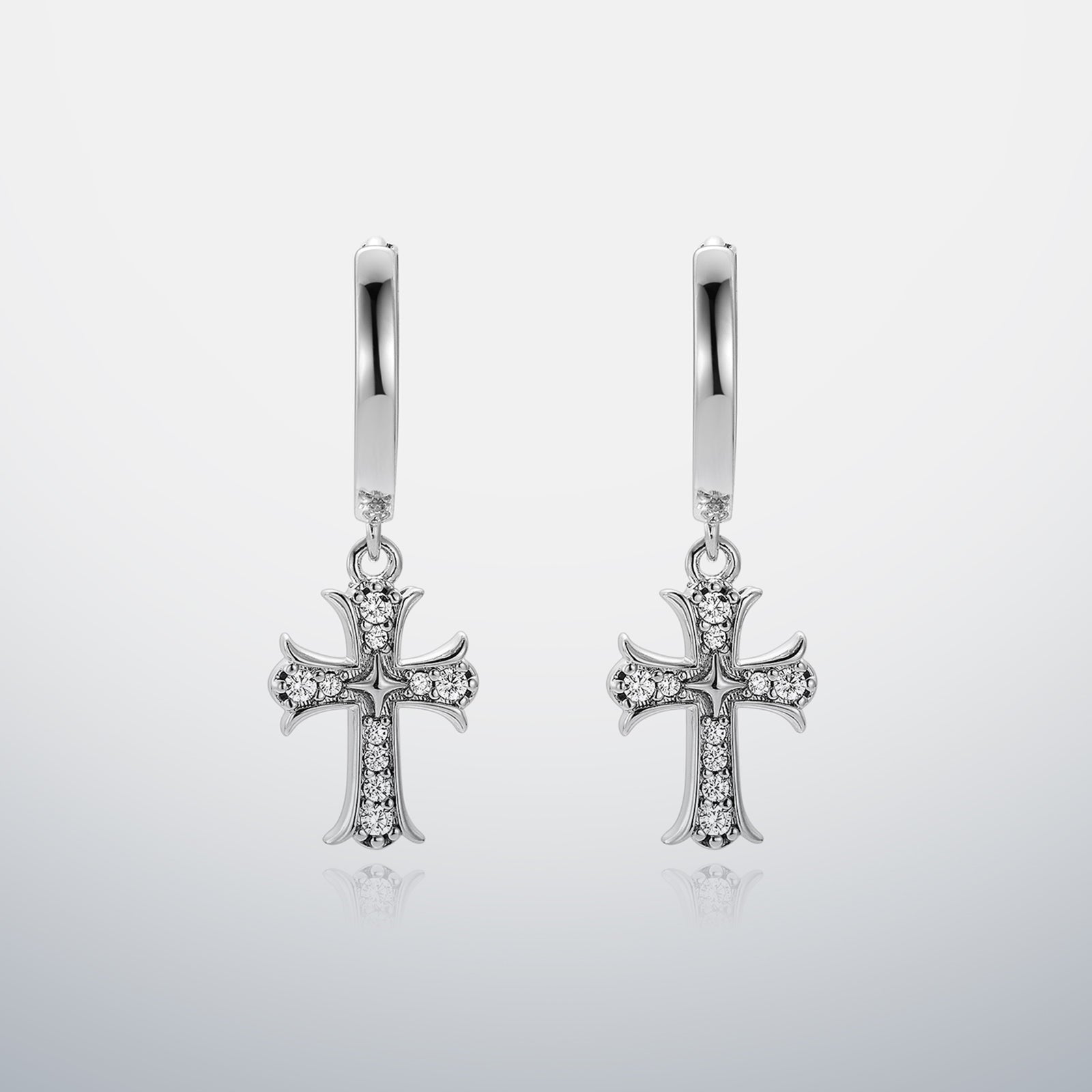 S925 Moissanite Gothic Cross Hoop Earrings