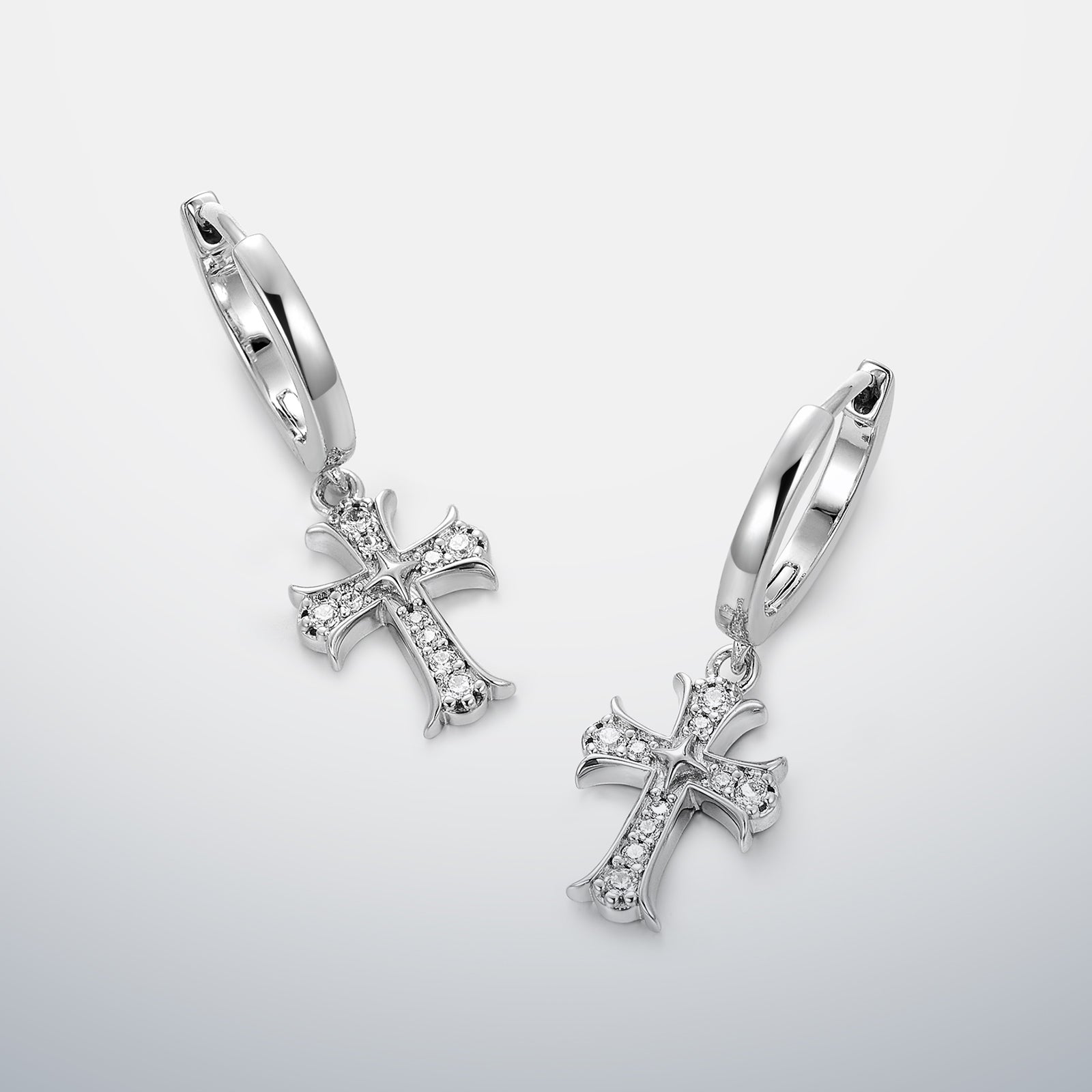 S925 Moissanite Gothic Cross Hoop Earrings