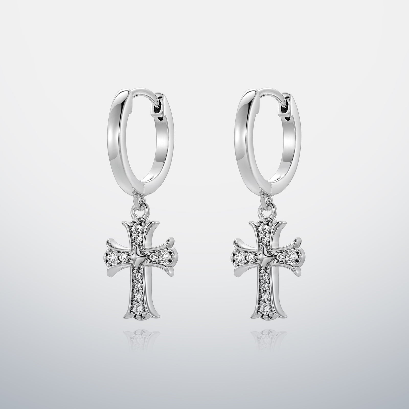 S925 Moissanite Gothic Cross Hoop Earrings