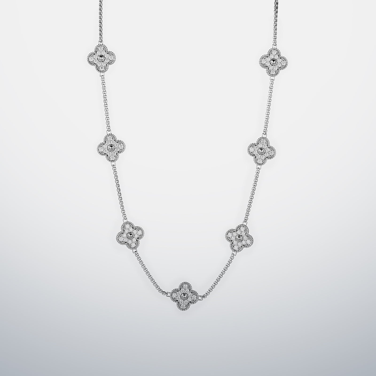 S925 Moissanite Multi Clover Necklace