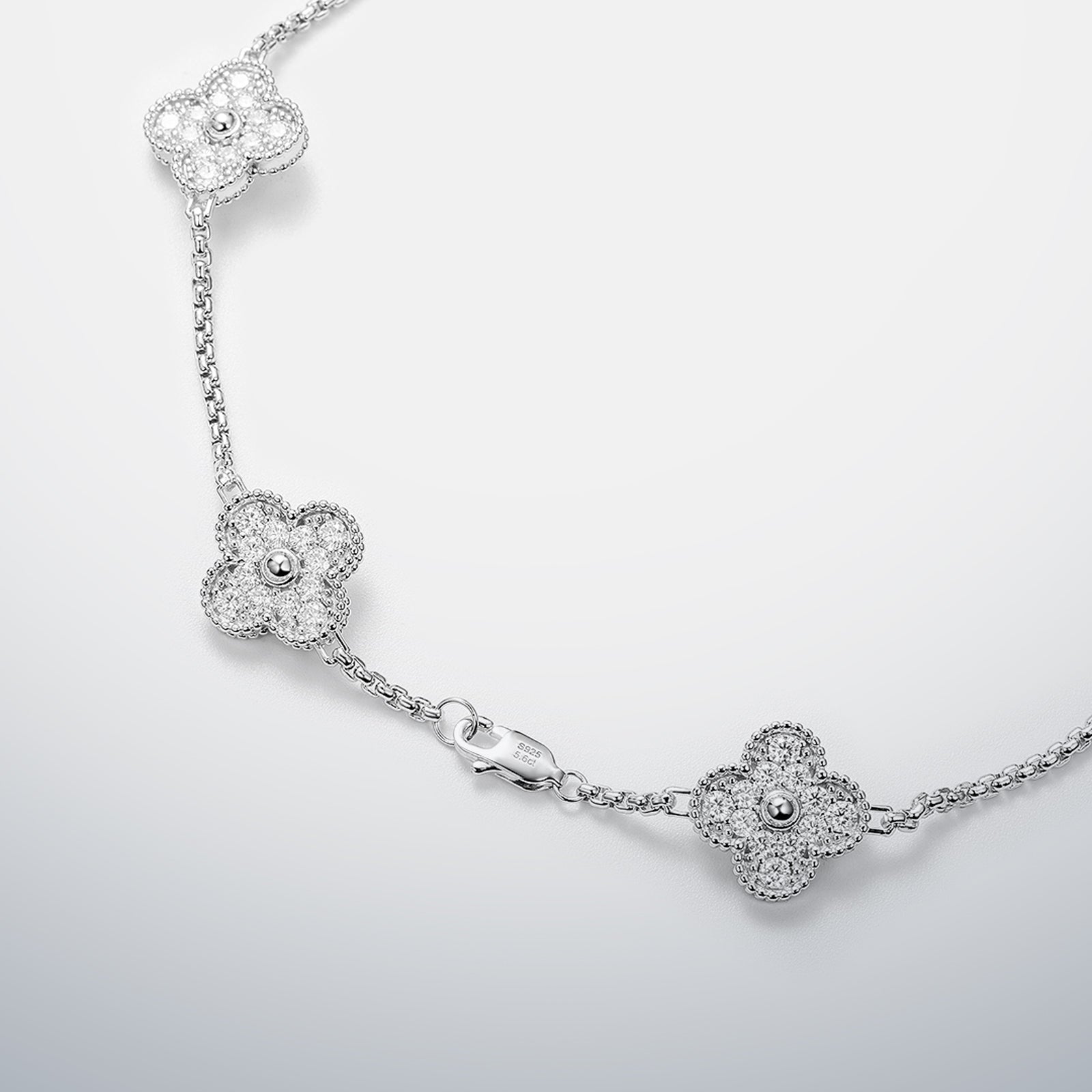 S925 Moissanite Multi Clover Necklace