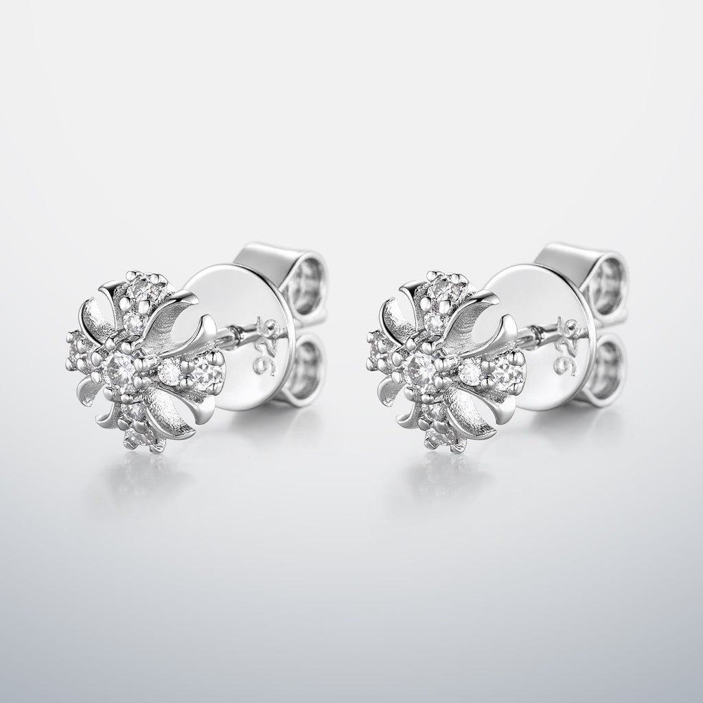 S925 Moissanite Floral Cross Earrings