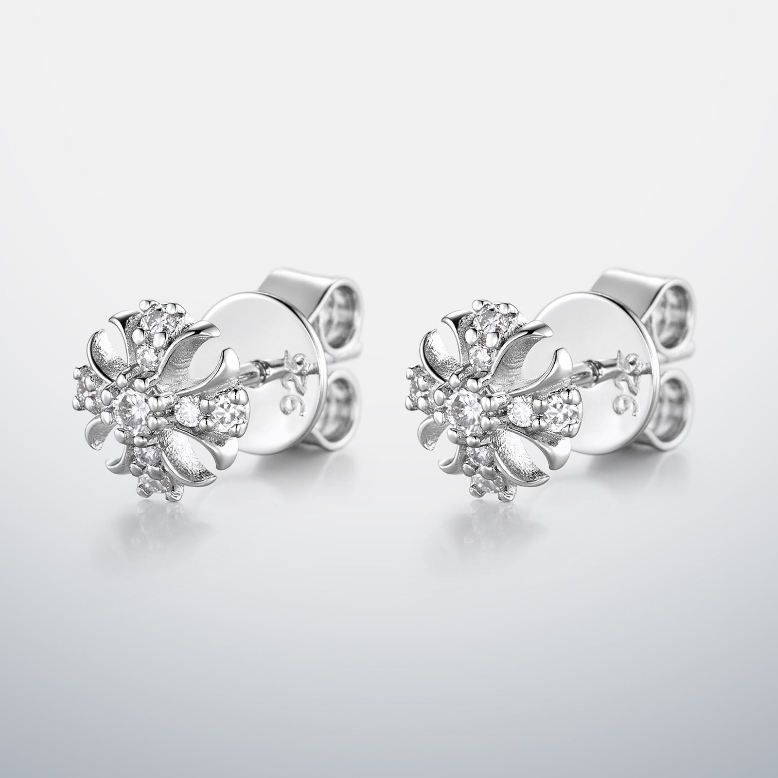 S925 Moissanite Floral Cross Earrings