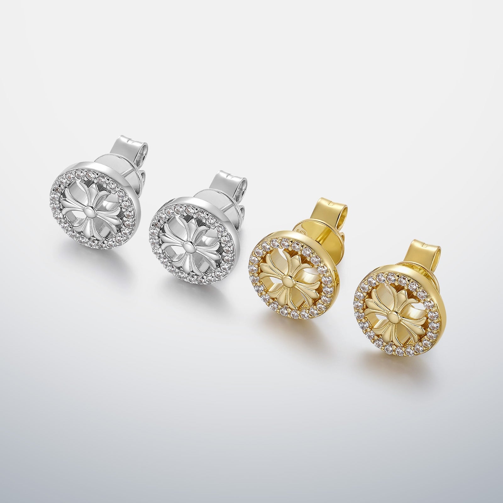 S925 Moissanite Halo Cross Stud Earrings
