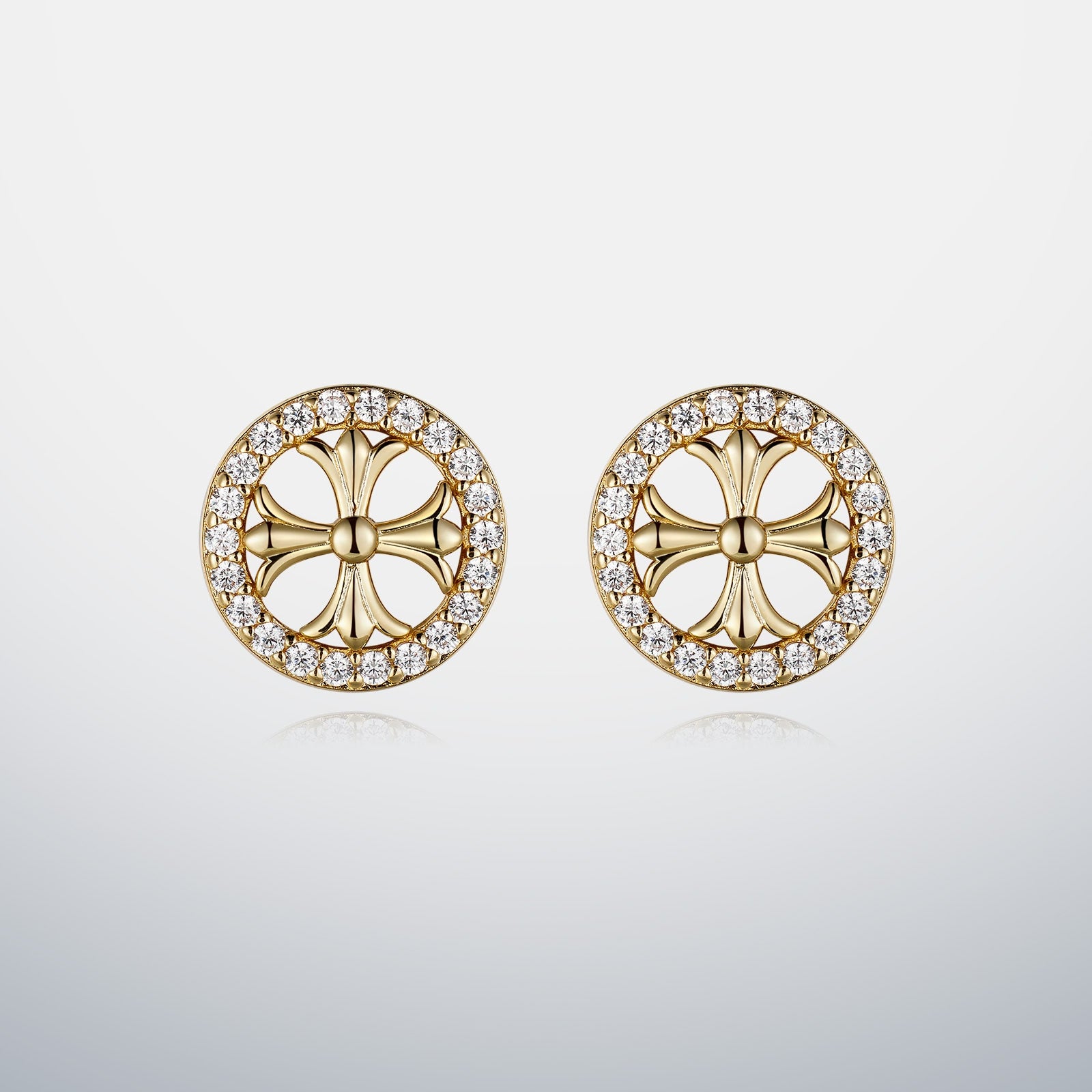 S925 Moissanite Halo Cross Stud Earrings