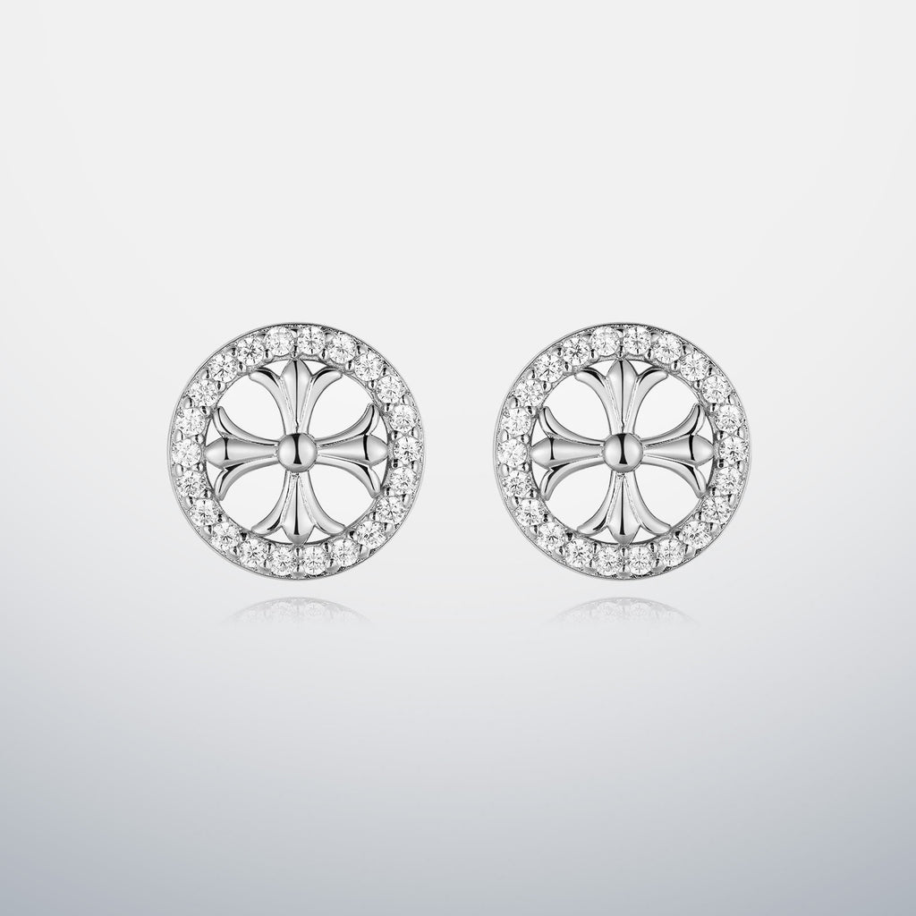 S925 Moissanite Halo Cross Stud Earrings