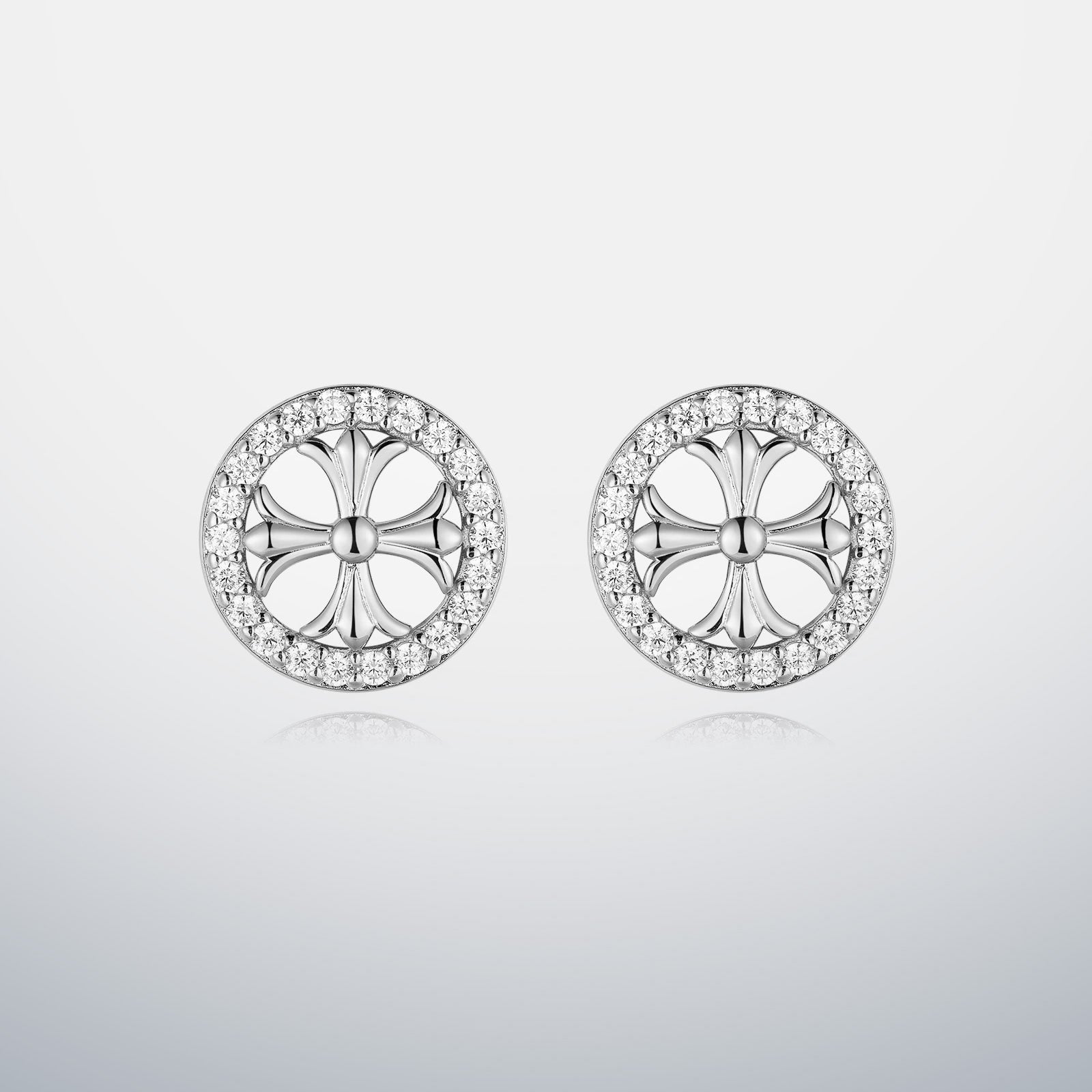 S925 Moissanite Halo Cross Stud Earrings