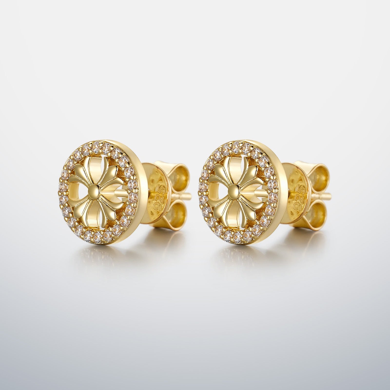 S925 Moissanite Halo Cross Stud Earrings