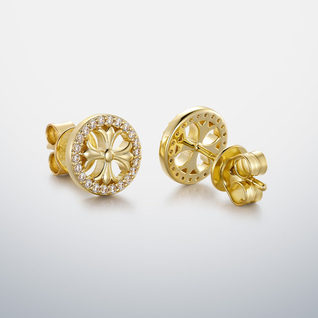 S925 Moissanite Halo Cross Stud Earrings