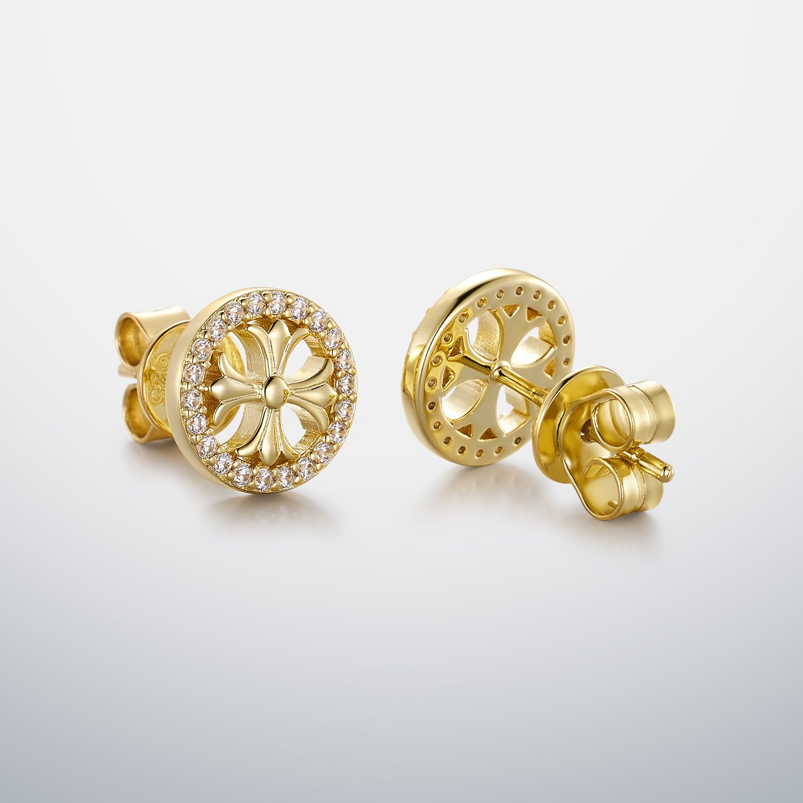 S925 Moissanite Halo Cross Stud Earrings
