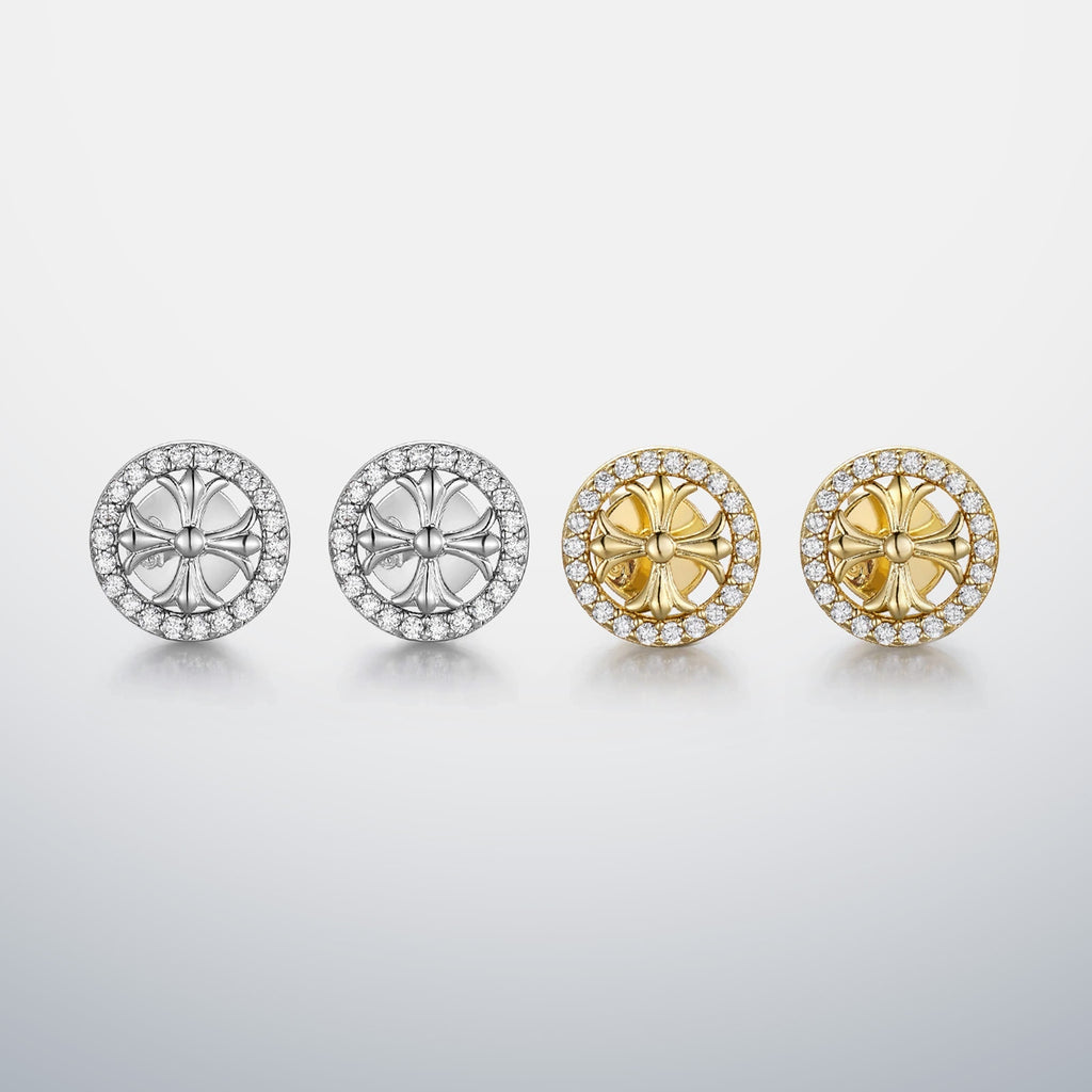 S925 Moissanite Halo Cross Stud Earrings