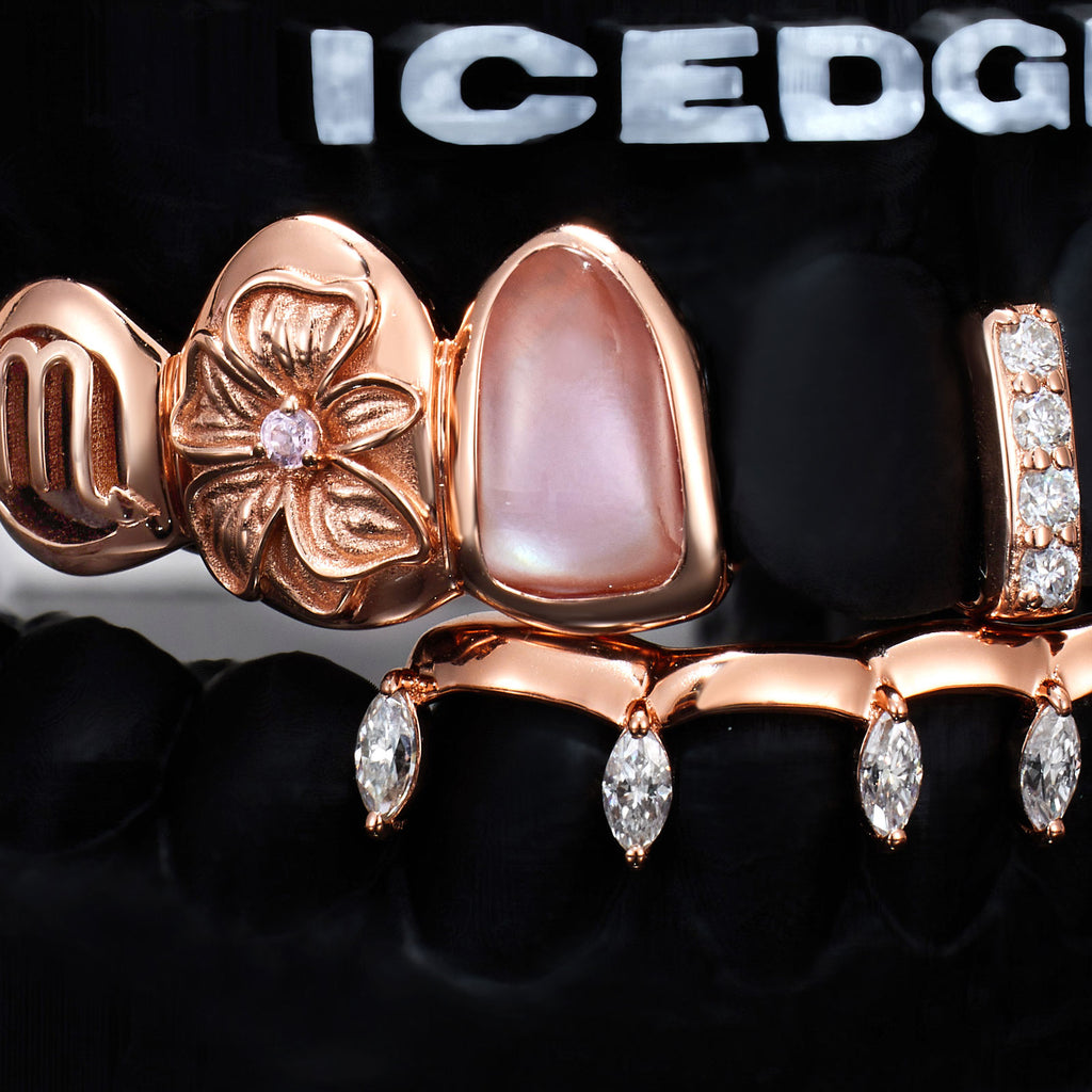Scorpion Blossom Drop Marquise Bar Grillz