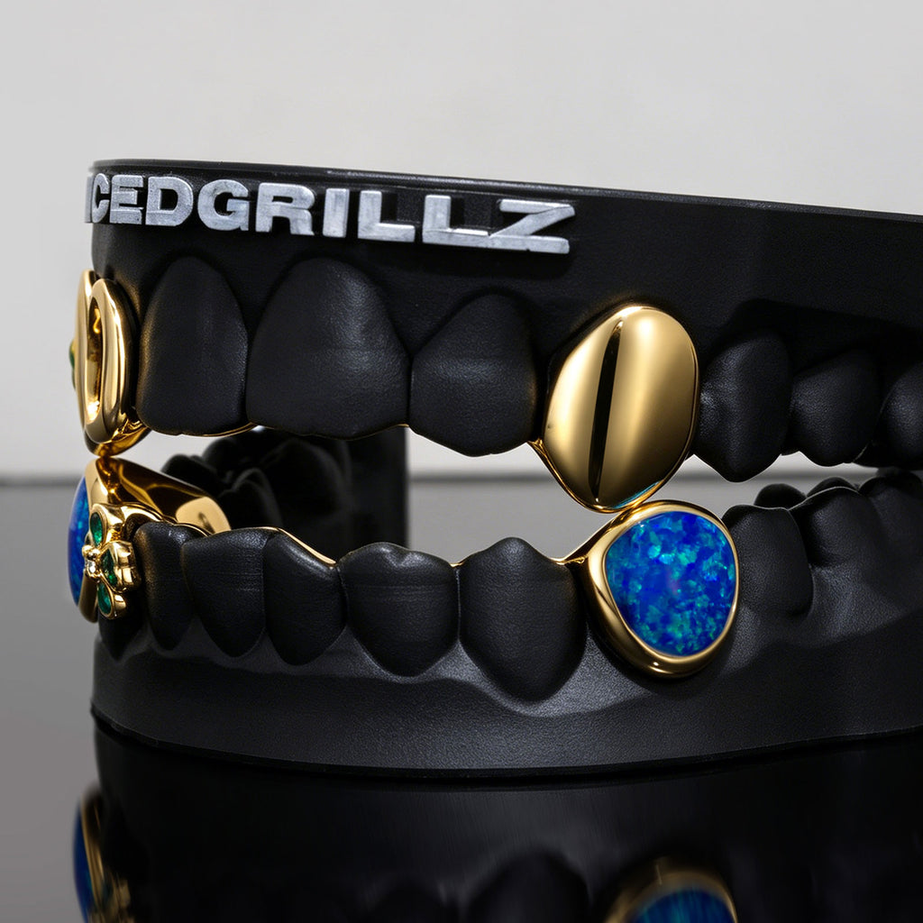 "St. Vincent Flag" Enamel & Emerald Clover Opal Grillz