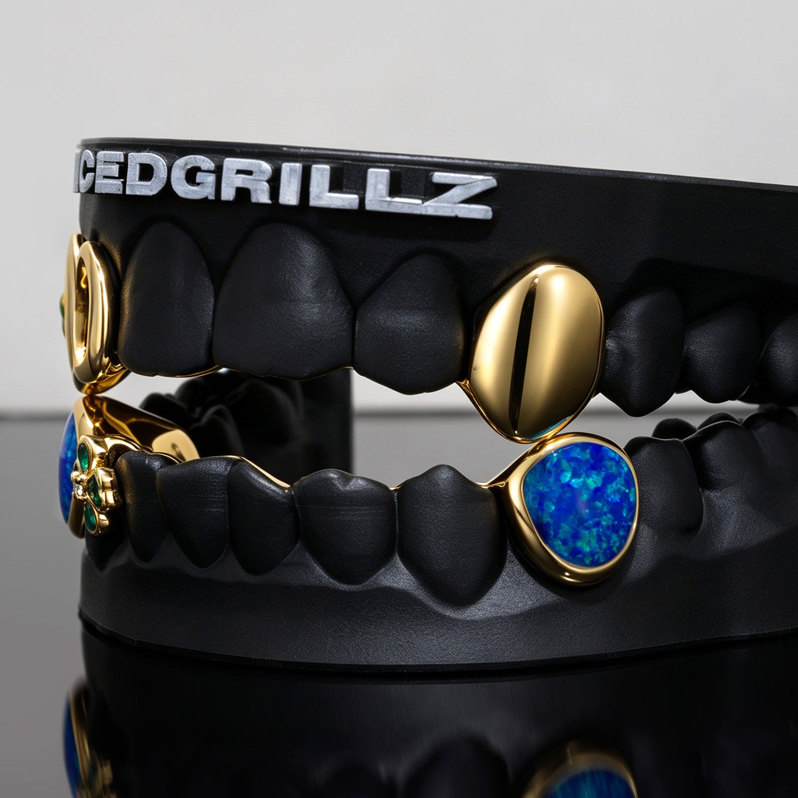 "St. Vincent Flag" Enamel & Emerald Clover Opal Grillz