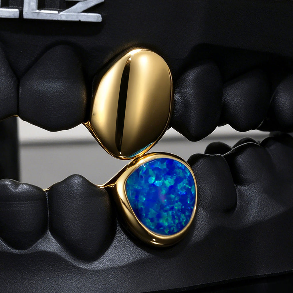 "St. Vincent Flag" Enamel & Emerald Clover Opal Grillz