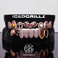 Thorn Pink Heart & Sunflower Kitty Enamel Moissanite Grillz