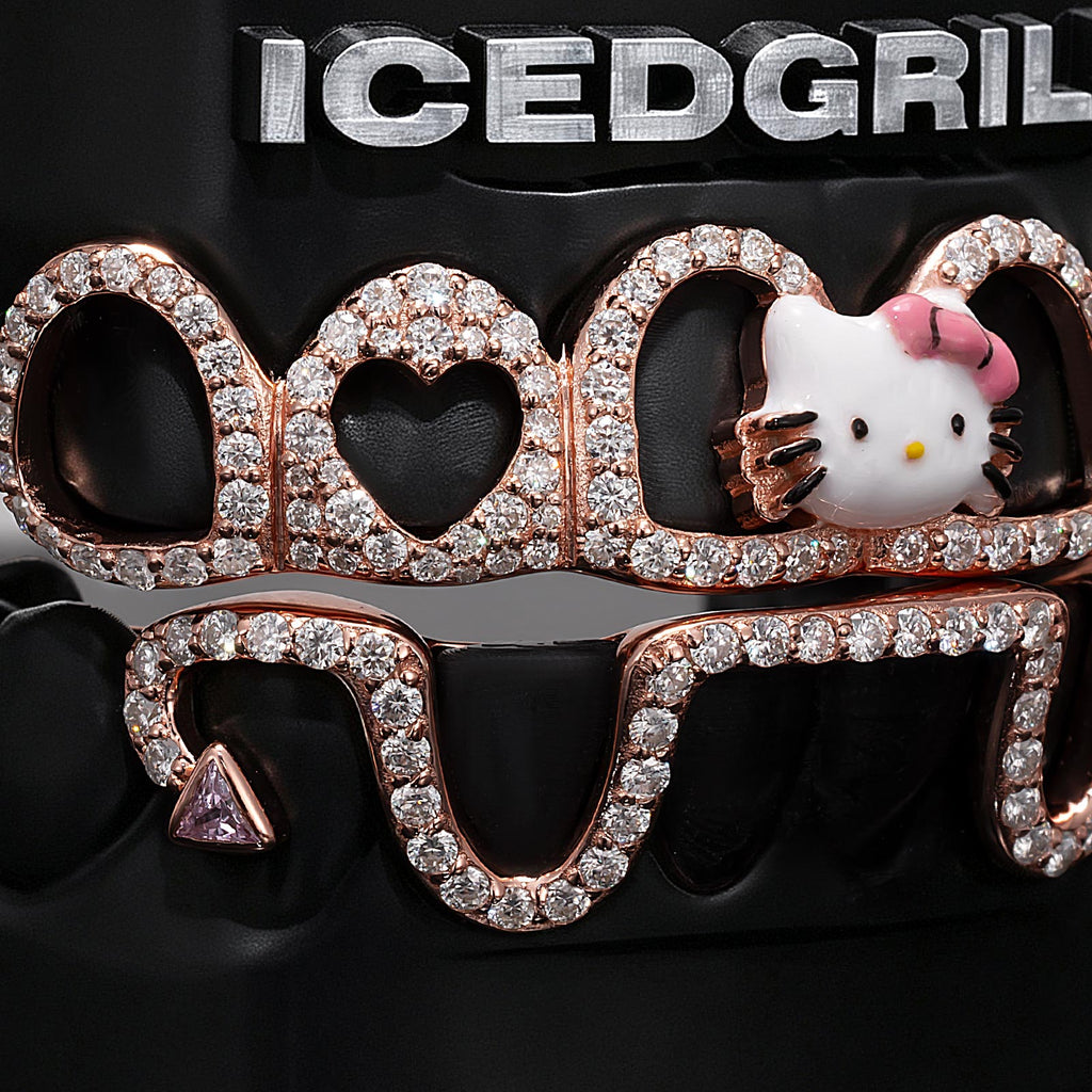 Top Enamel Kitty & Bunny Tail Bar Grillz - IcedGrillz