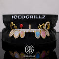 Top Rose & Cross Bar With Opal Diamond Grillz