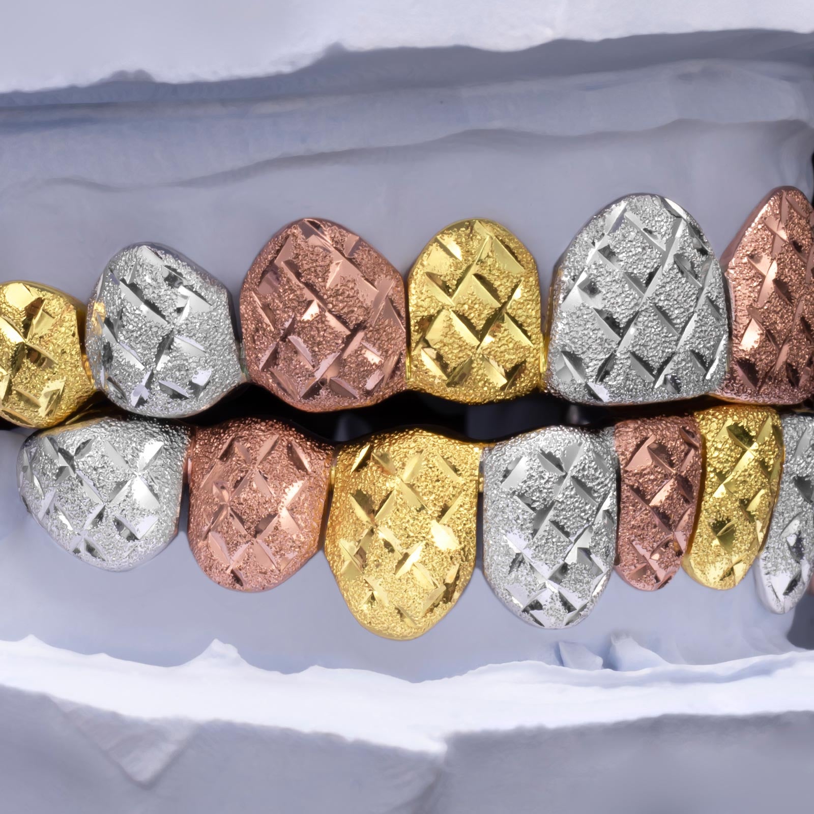 Tri-Tone Diamond Cut Dust Grillz