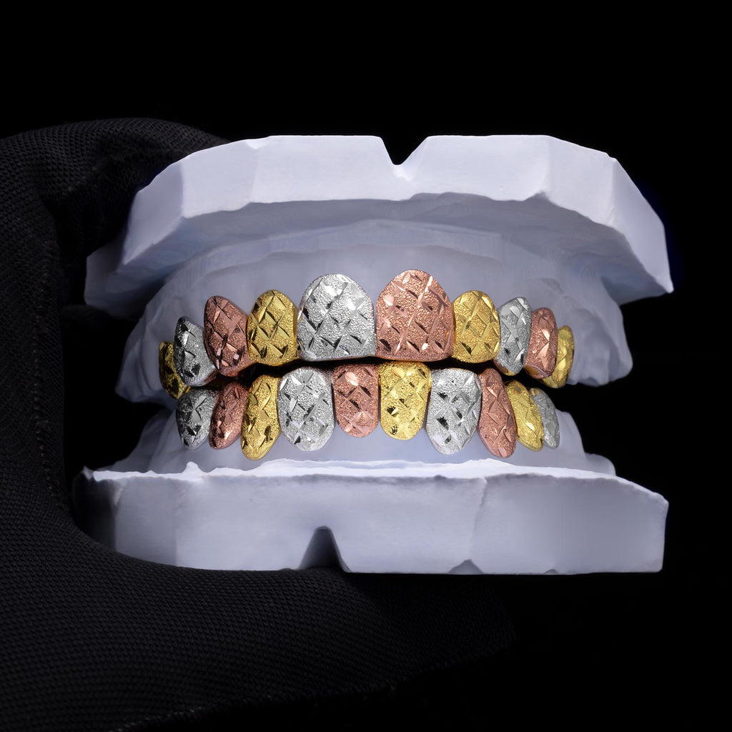 Tri-Tone Diamond Cut Dust Grillz