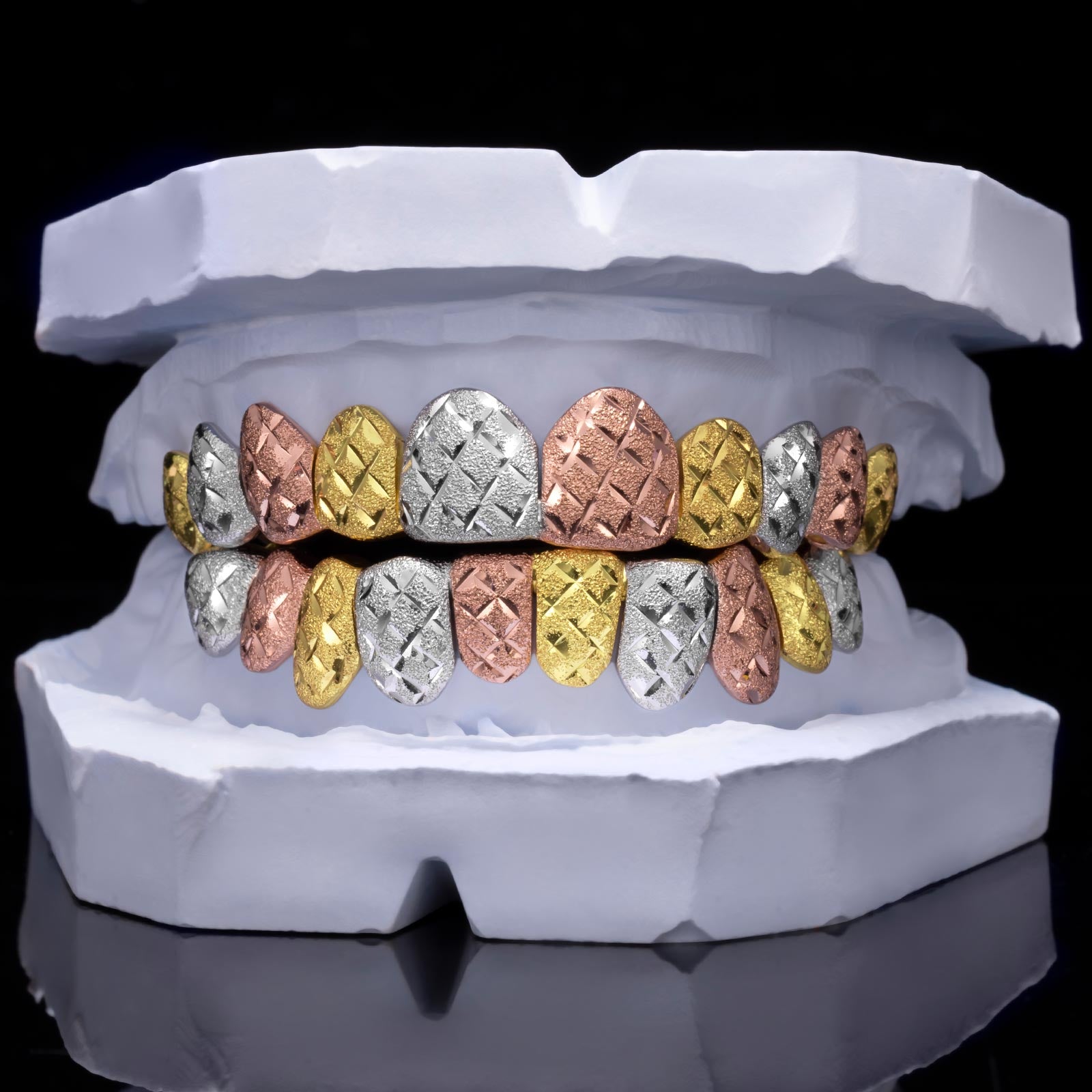 Tri-Tone Diamond Cut Dust Grillz