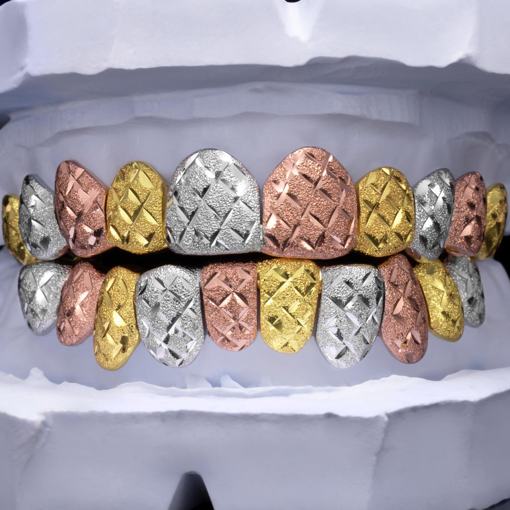 Tri-Tone Diamond Cut Dust Grillz