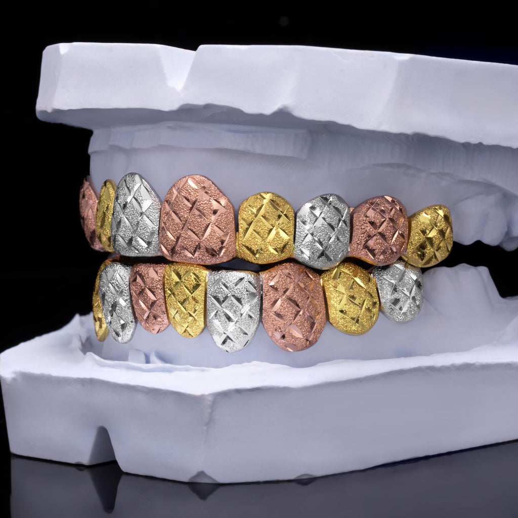 Tri-Tone Diamond Cut Dust Grillz