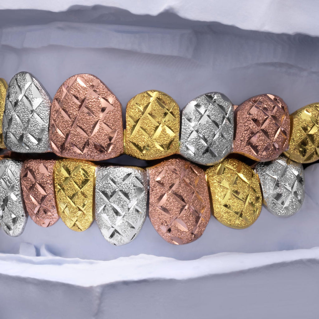 Tri-Tone Diamond Cut Dust Grillz