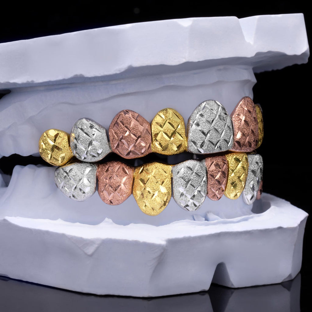 Tri-Tone Diamond Cut Dust Grillz