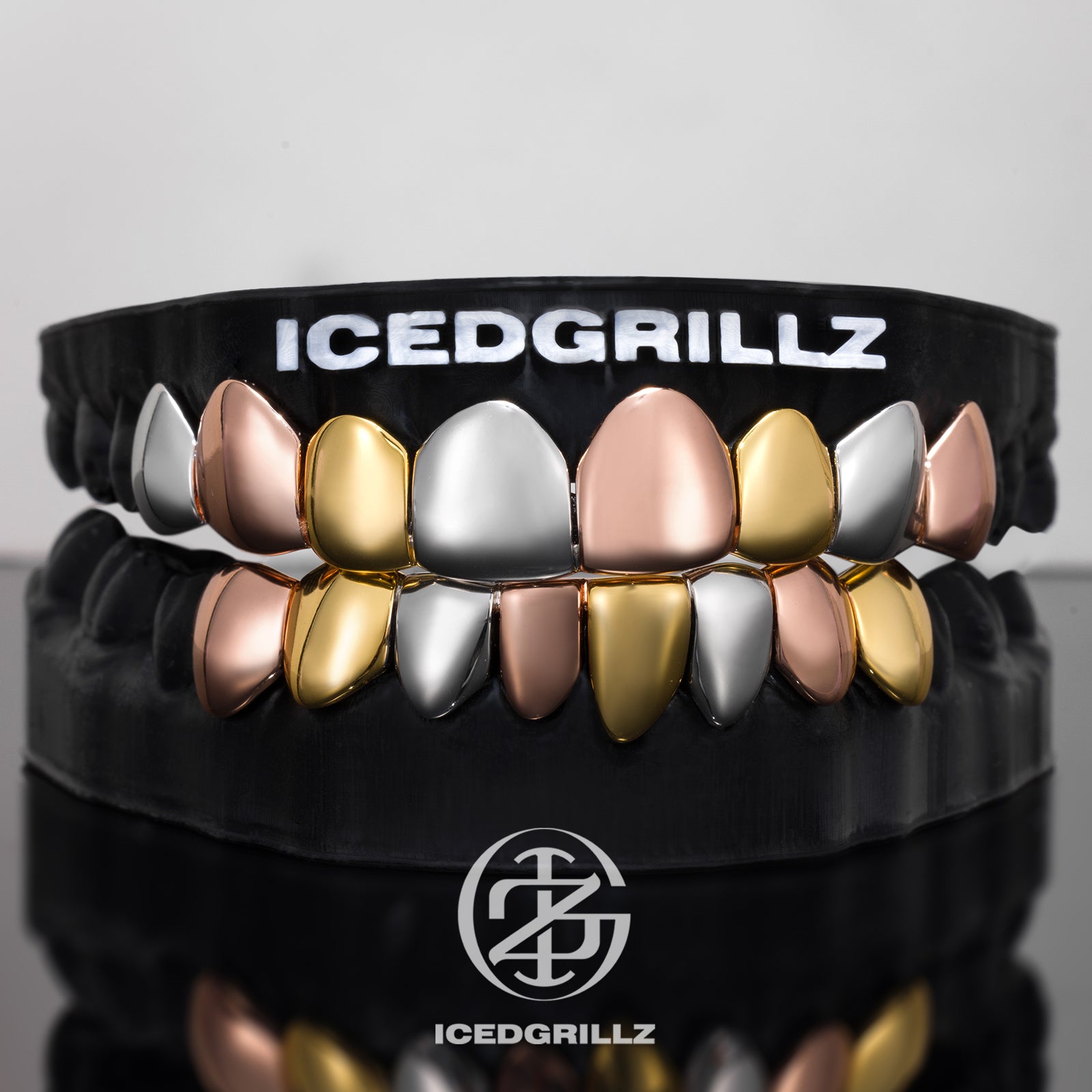 Tri-Tone Polished Gold Grillz