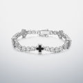 White Moissanite & Black Agate Clover Tennis Bracelet
